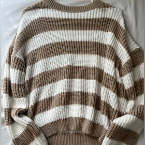 Light brown and white knitted sweater